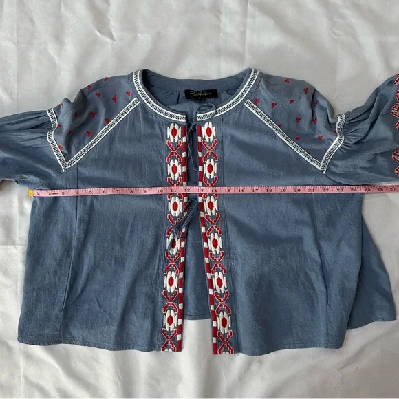 RD + Koko Embroidered Blue Women's Top - SZ M - Picture 3 of 8